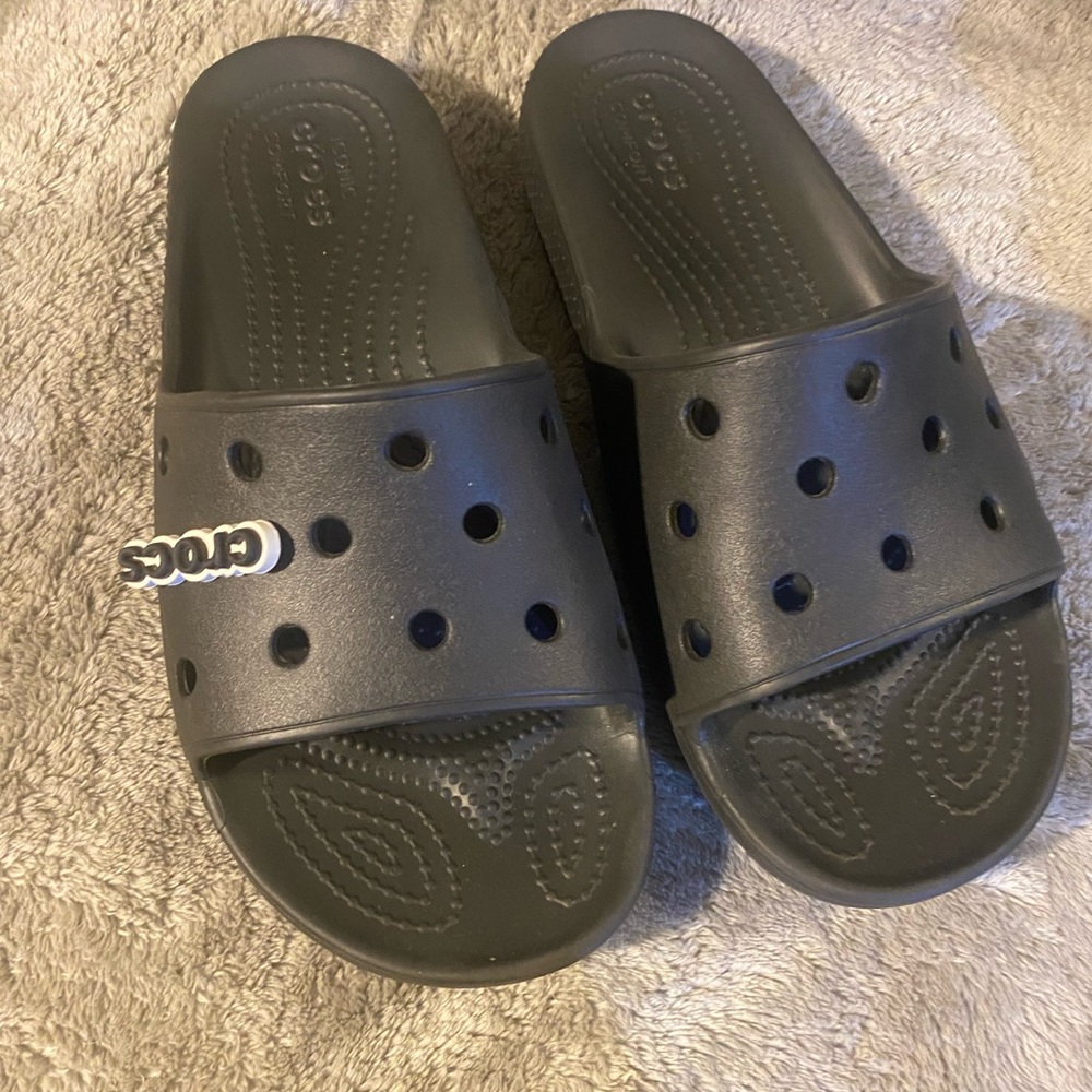CROCS Black Slide Sandals with Perforations